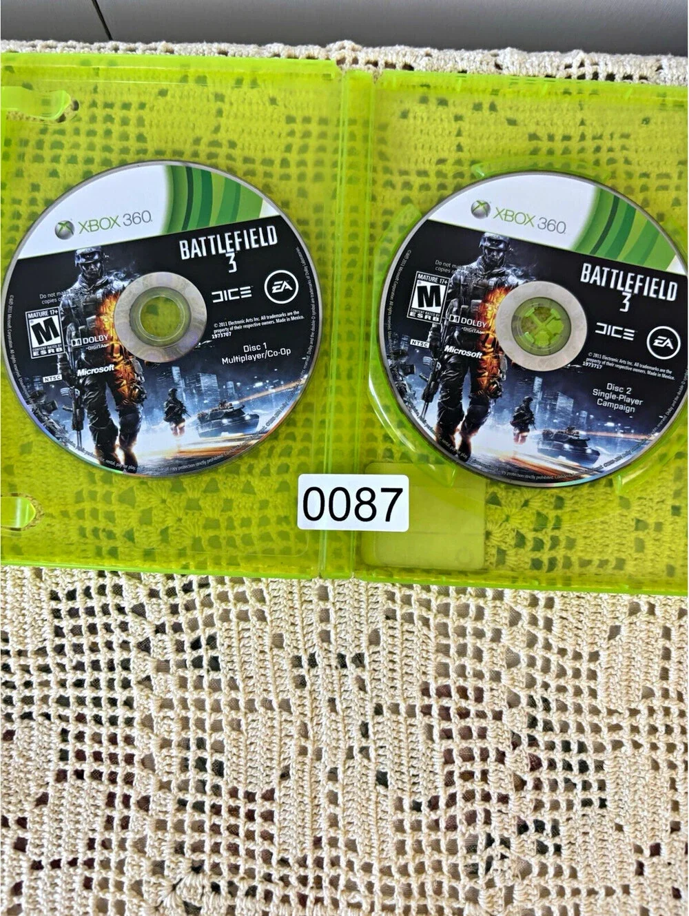 EA Battlefield 3 Xbox 360 (2011) M NTSC-U/C Shooter War Game, Disc 1 & 2